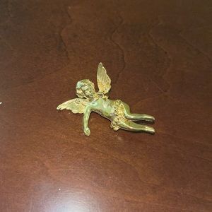 Gold Cherub Angel Brooch Pin